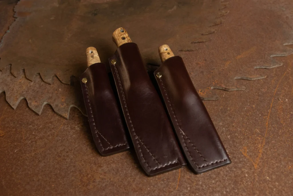 Custom leather Handmade knife sheaths by LBK Knives