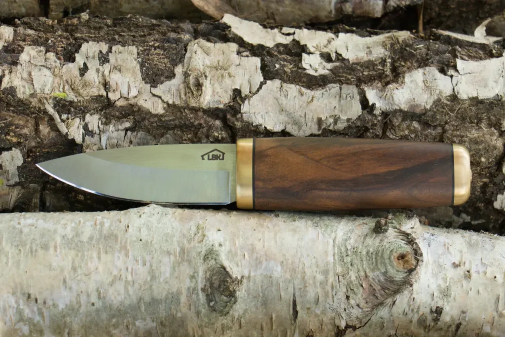 Bespoke Knife 13 handmade knife with gunstock walnut handle, solid brass bolster and brass butt cap